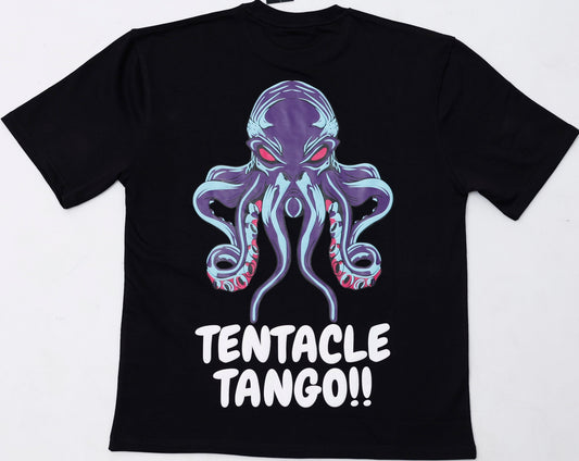 Tentacle Tango Over Sized Black Tshirt